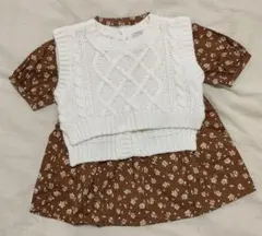 プティマイン ニットベスト付きワンピース