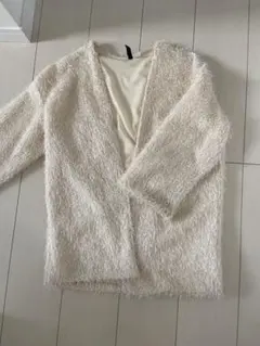 H&M もこもこファーカーディガン　ホワイト