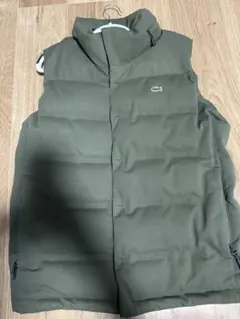 極美品　ラコステ　ダウンベスト　グリーン　ワンポイントロゴ　52/4 XL LACOSTE ダウンベスト ベスト 撥水 バックステッチダウンベスト