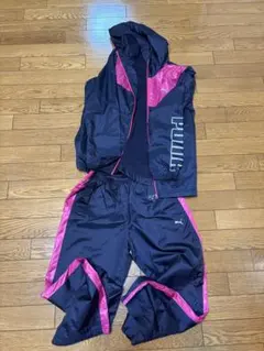PUMA フード付きジャージ上下セット M ネイビー/ピンク　レディース
