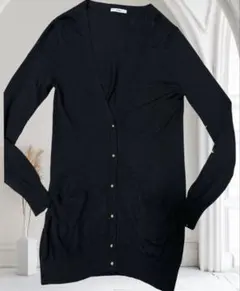 【IENA】カーディガン　黒　ロング　金ボタン