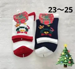クリスマスソックス　2足セット　23-25