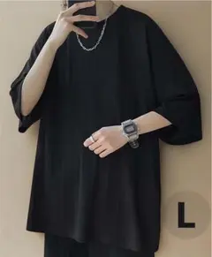 新品✨ メンズ Tシャツ 半袖 無地 ブラック L