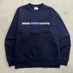 90's Calvin Klein スウェット USA製 刺繍 裏起毛 紺色 L