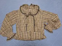 ピンクハウス★ブラウン系チェック　★ペプラム　ブラウス