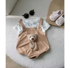 クマのぬいぐるみ付きロンパース 60サイズ　ベビー服