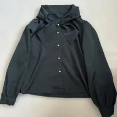 GRLリボン付き黒長袖シャツ