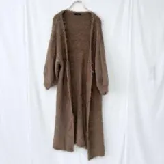 良品✨ リエンダ ロング カーディガン ブラウン モヘア 起毛 羽織り 大きめ