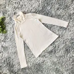 sur les nuages【M】レース付 ハイネック トップス 白 長袖