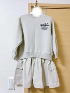 【ZARA】異素材ドッキングワンピース スカート スウェット 130