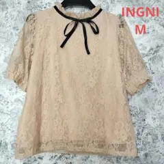 イング ブラウス 半袖　レース M レディース　ベージュ