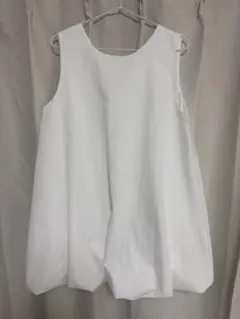 ワンピース ホワイト ノースリーブ バルーンワンピース