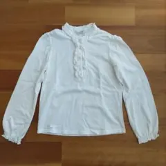 aryFAM 長袖シャツ 130 ホワイト フリル付き