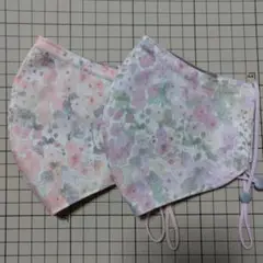 ハンドメイド　立体マスク　リバティ生地使用　タナローン　2枚セット　A108