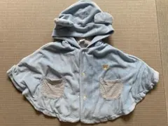 水色フリースフード付きポンチョ 95cm以下
