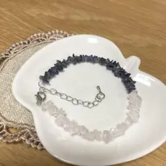 アイオライト ローズクォーツ さざれ石 ブレスレット ハンドメイド