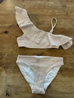 140 H&M ストライプ フリル セパレート水着 8-10歳