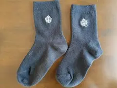 紺色ロゴ刺繍キッズ靴下