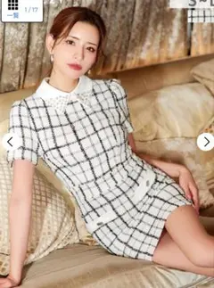 デイジーストア dazzy storeチェック襟付きビジューミニ丈キャバドレス