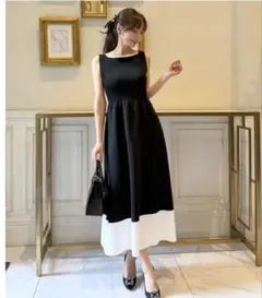 岡部あゆみさんコラボ スクエアボートネックニットワンピース [E3348]