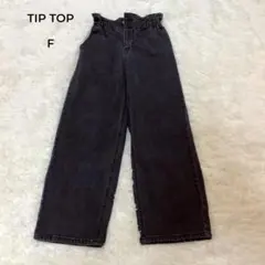 TIP TOP ハイウエスト　デニムパンツ ワイド ウエストゴム ブラック Fのサムネイル