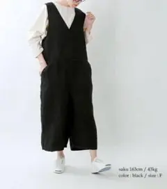 tumugu リネンサロペット オーバーオール ブラック TUMUGU（ツムグ） ソリトリネン サロペット｜ROCOCO ONLINE STORE