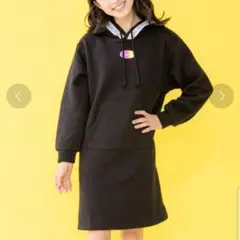 ジェニーベル フード付きワンピース 黒　160 裏起毛