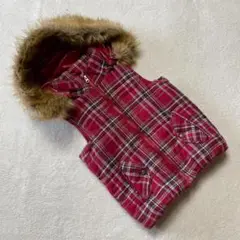 ⭐MPS⭐ベスト フード付き ファー チェック柄 キッズ 子供服 シンプル