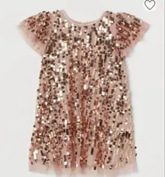 H&M 130 美品 スパンコール ワンピース ピンク エイチアンドエム ドレス