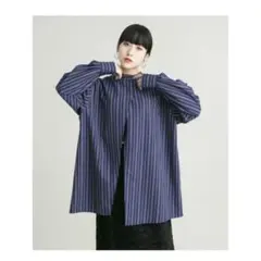 KBF マルチストライプ2wayシャツ　ネイビー