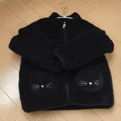キッズ　フリースジャケット　ブラック　猫モチーフ　130cm　any オンワード