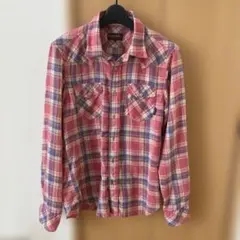 Purple&Yellowチェック柄 ウエスタンシャツ 長袖 Mのサムネイル