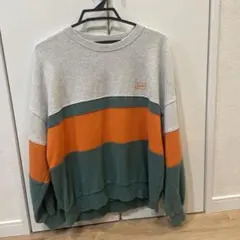 ストライプ クルーネック スウェット