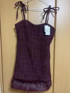 apres jour 肩リボンツイードミニキャミワンピース