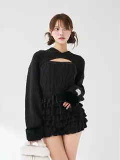 フリルニットコンビネゾン