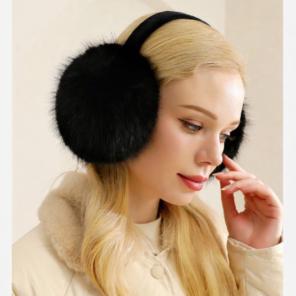 冬物セール！！折りたたみ式イヤーマフ 耳あて　ふわふわ ファー ブラック 冬防寒