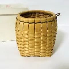 茶道具 華道具 南紀檜籠花入 かご 花器 熊野細工 芝安雄 檜 篭花入 籠