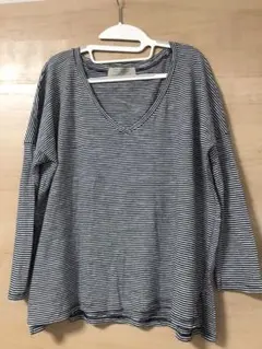 ZARA trf Vネックボーダー7分丈Tシャツ⭐︎S