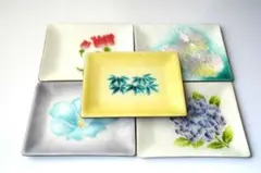 ツタンカ 七宝焼 小皿 5枚セット 花柄