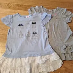 mikihouse 水色とグレーのチュニック2点セット