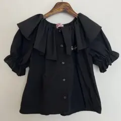 Ricca rica 襟フリル付き 黒 ブラウス140