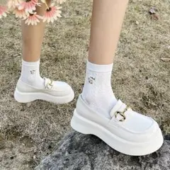 SALE！ロファー 厚底 白 ホワイト シンプル　ローファー