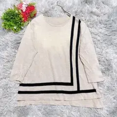 【ジョルジュレッシュ】 5分袖トップス リネン 麻 (M) バイカラー 可愛い