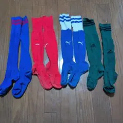 小学生サッカーソックス 4足セット 青 赤 緑