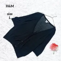 H&M シアーカーディガン 七分袖 すけ感 黒 Vネック　レディース 羽織り　Lのサムネイル