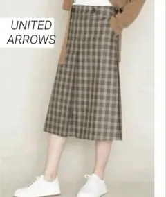 ユナイテッドアローズ プリーツスカート ミディ ロング チェック スカート　M