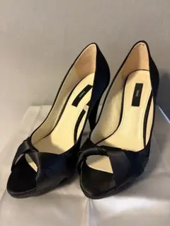 ZARA ザラ　ブラック サテン オープントゥ ハイヒール　結婚式　キャバクラ