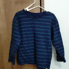 UNIQLO 長袖カットソー 120 ネイビーとグリーンのストライプ