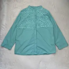 hanahana エンブロイダリーレース重ね ロングシャツ ブラウス