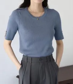 BLUE EAST ハートボタン半袖リブニットのサムネイル